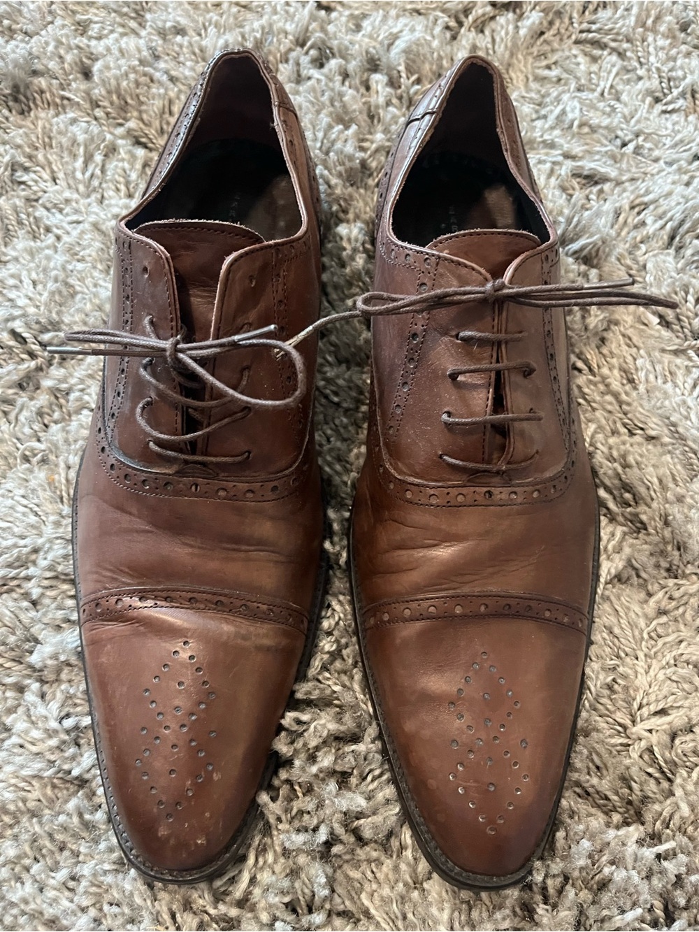 Classic Zara Men's Brown Leather Oxford Dress Shoes